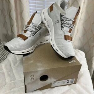 On Running White and Brown Ankle Boots